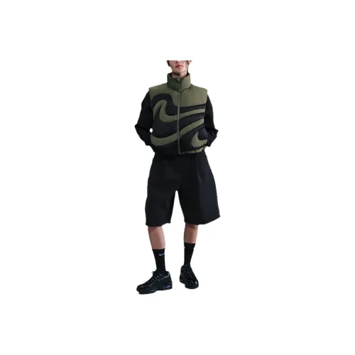 nike Swoosh 222 Medium Olive Green Black Black Women's Down Vest nike Swoosh 222 Средний Оливковый Зеленый Черный Черный Женская Пуховая жилет