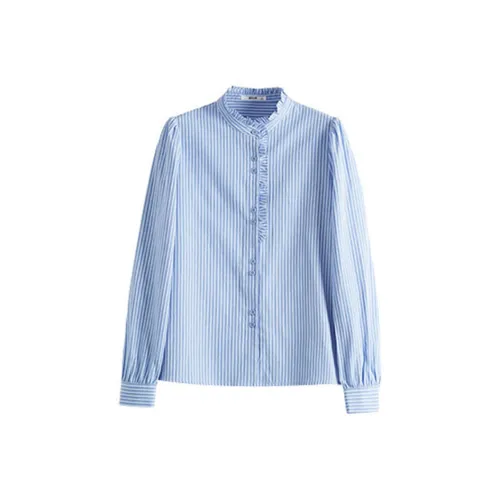 SLLSKY Синие полосы Женские Рубашки