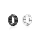 Серебряный + Черный Простые Серьги-Кольца с Клипсами