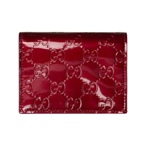 GUCCI GG Emblem Лакированная кожа Кошелек Женские Розово-красный