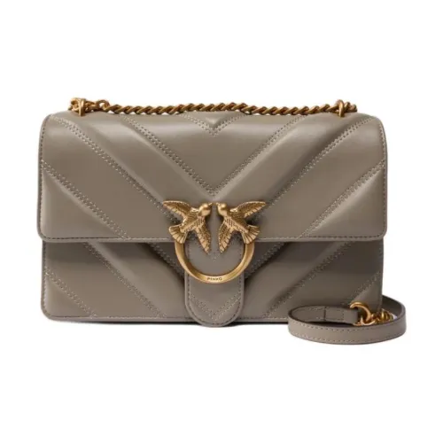 PINKO Love Series Овчина Сумка через плечо Средняя Женская Серого цвета