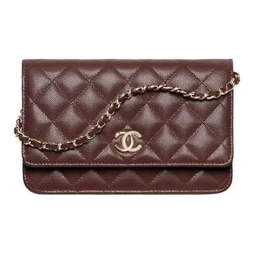 CHANEL Телячья кожа Сумка через плечо Женская Темно-коричневая