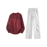 2251 Красный топ + 669 Бело-серые штаны Фотиния