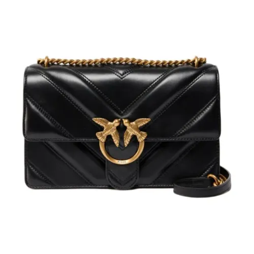 PINKO Love Series Овчина Сумка через плечо Средняя Женская Черная