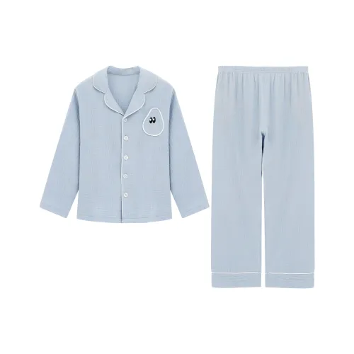 Euv 100% хлопок Марля Пижама Осень и зима 2 шт Cute Fruit Этикетка Универсальный Однотонный Детский