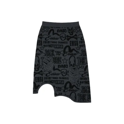 EVISU Темно-серый Женский Вязаный Длинный Юбка