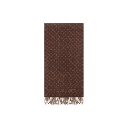 LOUIS VUITTON Кашемир Вязаные Шарфы Унисекс Коричневый