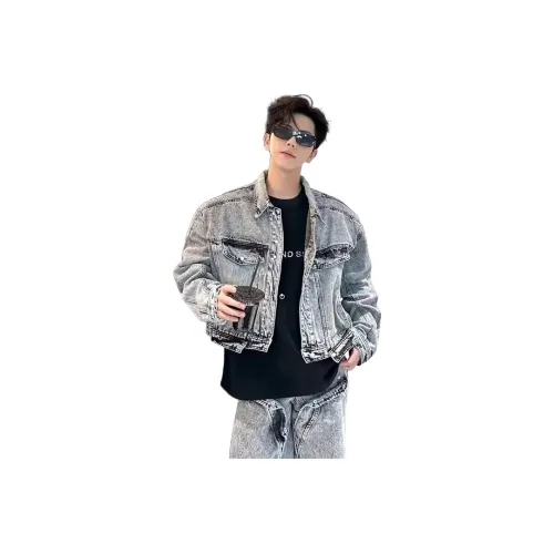 THINGYLAB Серый Мужской Джинсовые Куртки