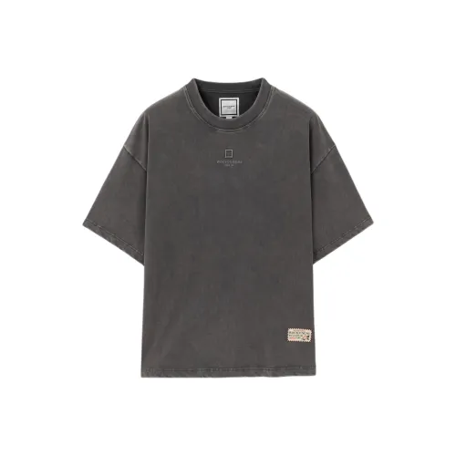 WOOYOUNGMI FW25 Серый Окрашенный Overfit T-Рубашка T-Рубашка Мужская