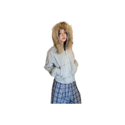 Dippanis Светло-серый флис с подкладкой женские свитшоты