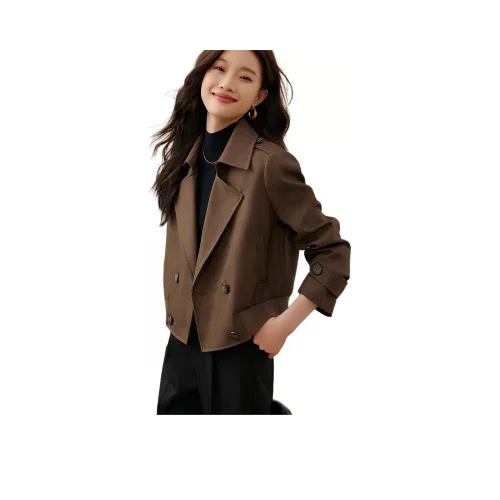 Mo Han Yi Mei Тренчкот Женский Хаки Коричневый