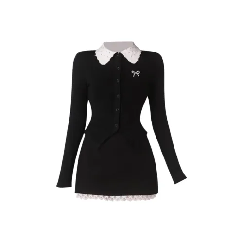 Wang Leshi Длинное платье с длинными рукавами женское