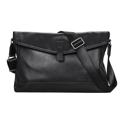 BISON DENIM Сумка через плечо из натуральной коровьей кожи стандартная мужская черная