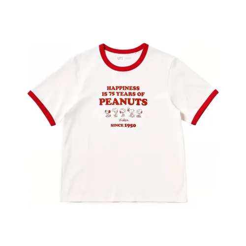 UNIQLO X PEANUTS Коллаборация T-рубашка Женская Белая