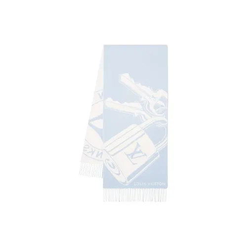 LOUIS VUITTON Шарфы из овечьей шерсти вязаные Женские Синий