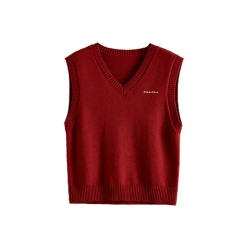 SLLSKY Жилет из рубиново-красного цвета для женщин