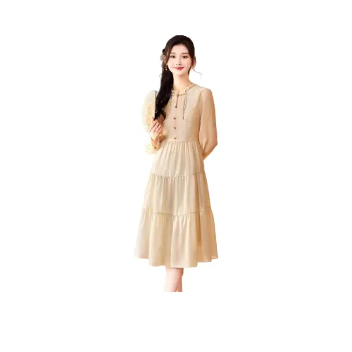 ЮЙЧЖАОЛИНЬ Длинное платье с длинными рукавами женское