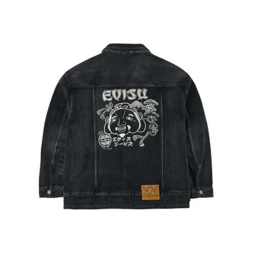 EVISU Denim Черный Мужской Джинсовая Куртка