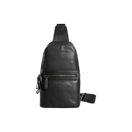 Sharkborough Сумка через плечо из коровьей кожи сумка-слинг среднего размера мужская черная