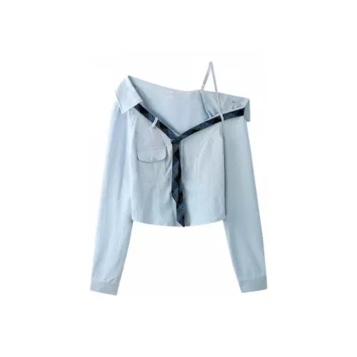 DANCANG Светло-синие женские рубашки