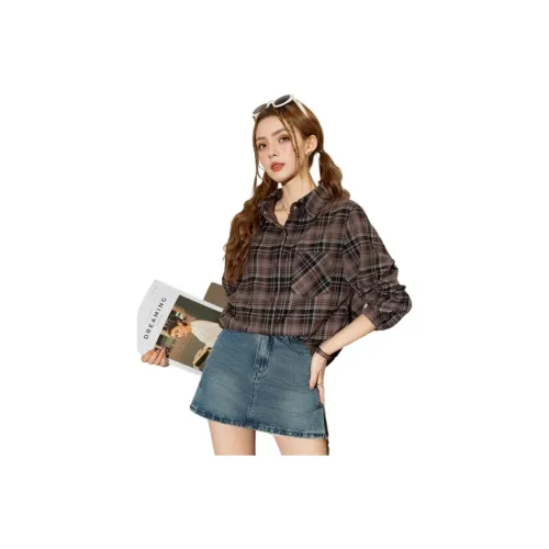 FAWENXIANGZI Красная клетка Женские рубашки