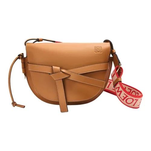 LOEWE Gate Корова Кожа Бант Сумка Сумка Сумка через плечо Сумка через плечо Маленькая Женская Песочно-Коричневая