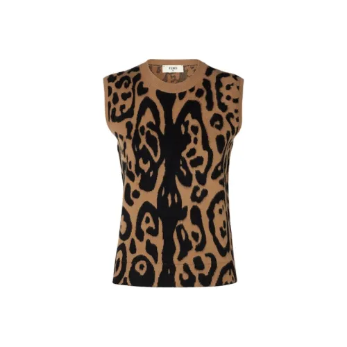 FENDI Коричневый и Черный Женские Майки
