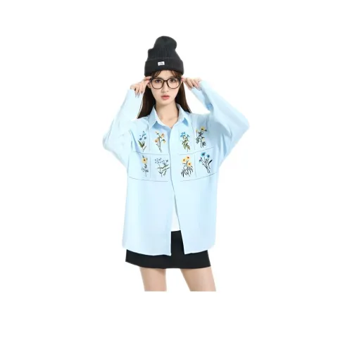 Wooden Rabbit Синий Унисекс Рубашки