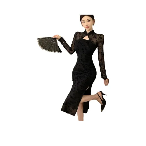 ЮЙЧЖАОЛИНЬ Длинное платье с длинными рукавами женское