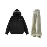 Черный [Белый текст] + Желтые грязные джинсы