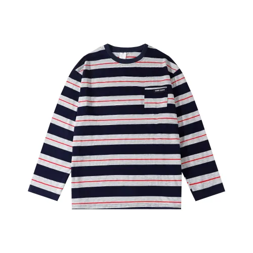 ZHONGBANGJICHU Синие полосы с узором Женские T-рубашки