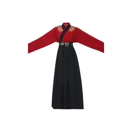 Huan Feather Красный черный Мужской Ханьфу