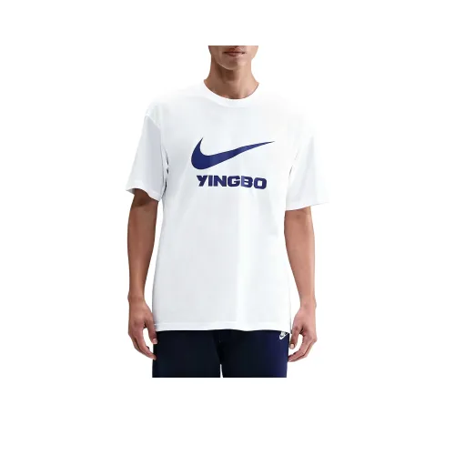 nike Белый Королевский синий Мужская футболка с коротким рукавом