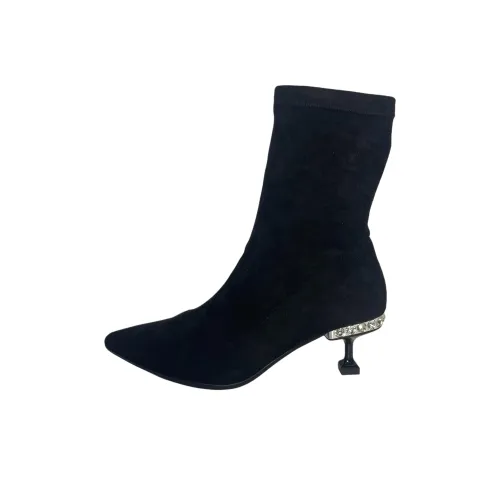 DK x UGG Cotton Fur POINTY Toe Booties 4,5cm Women's Black