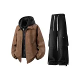 Кофейный топ + черные штаны