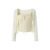 Кардиган абрикосового цвета + топ на бретелях абрикосового цвета