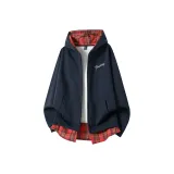 Темно-синий, синий и красный в клетку