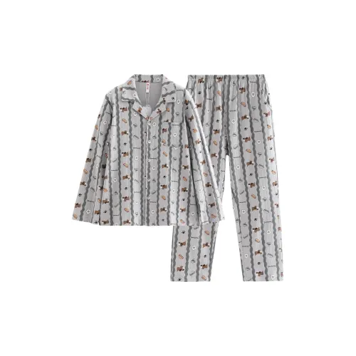 FENTENG FJ26931421 Серый Полосы Мужской Пижамный Комплект