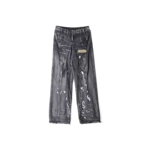 Micby Черный Серый Цвет Унисекс Джинсы
