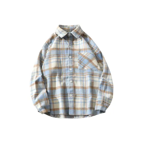 HETINGHOME Светло-синяя клетка Унисекс Рубашки