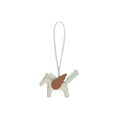 HERMES Rodeo Pegase Sheepskin Pendant Unisex Beige