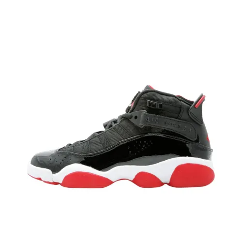 Jordan Air Jordan 6 Кольца High Top Детские Баскетбольные Кроссовки Черные Подростки