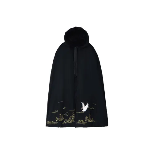 Huan Feather Черный с меховым воротником Мужской Ханьфу