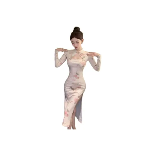 ЮЙЧЖАОЛИНЬ Длинное платье с длинными рукавами женское