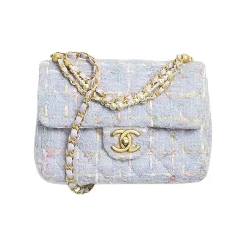 CHANEL Шерсть Twill Мягкая Шерстяная Сумка через плечо Мини Женская Светло-фиолетовая и Многоцветная