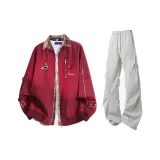 Бургундский + Светло-серые штаны