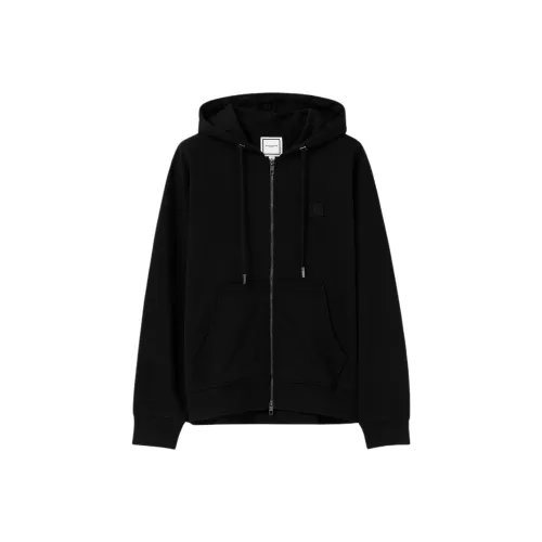 WOOYOUNGMI FW25 Черная спинка с логотипом капюшон толстовка с молнией мужская