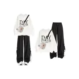 001 Белый Свитшот с Флисовой Подкладкой + 701 Черные Штаны