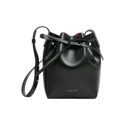 MANSUR GAVRIEL Телячья кожа Ведрообразная сумка Сумка через плечо Мини Женская Черная