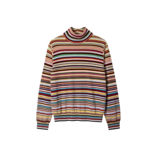 Paul Smith Подпись Stripe Roll V-Neck Свитер Кашемир Свитер Женский